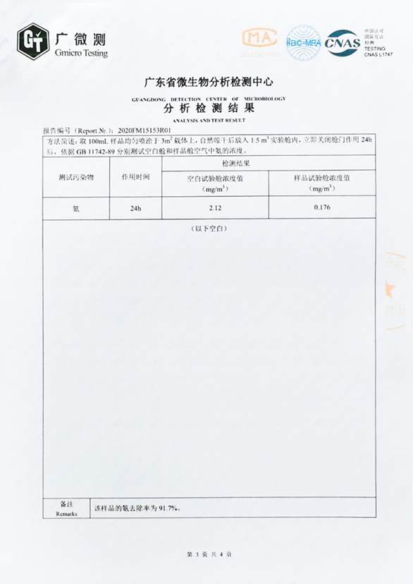 異味控制劑分析檢測(cè)報(bào)告2頁(yè)